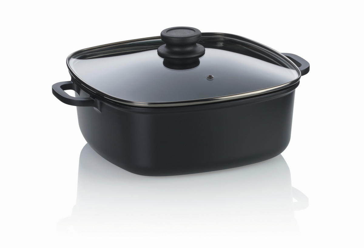 SERVIERPFANNE  - Schwarz, KONVENTIONELL, Glas/Metall (28/28/11cm) - Kela