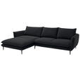 ECKSOFA  in Webstoff Schwarz  196/304 cm  - Schwarz, KONVENTIONELL, Textil/Metall (196/304cm) - Hom`in