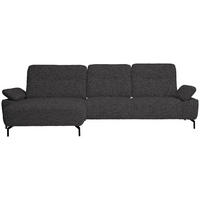 ECKSOFA Chenille, Flachgewebe Dunkelgrau  - Dunkelgrau/Schwarz, Design, Textil/Metall (165/318cm) - Xora
