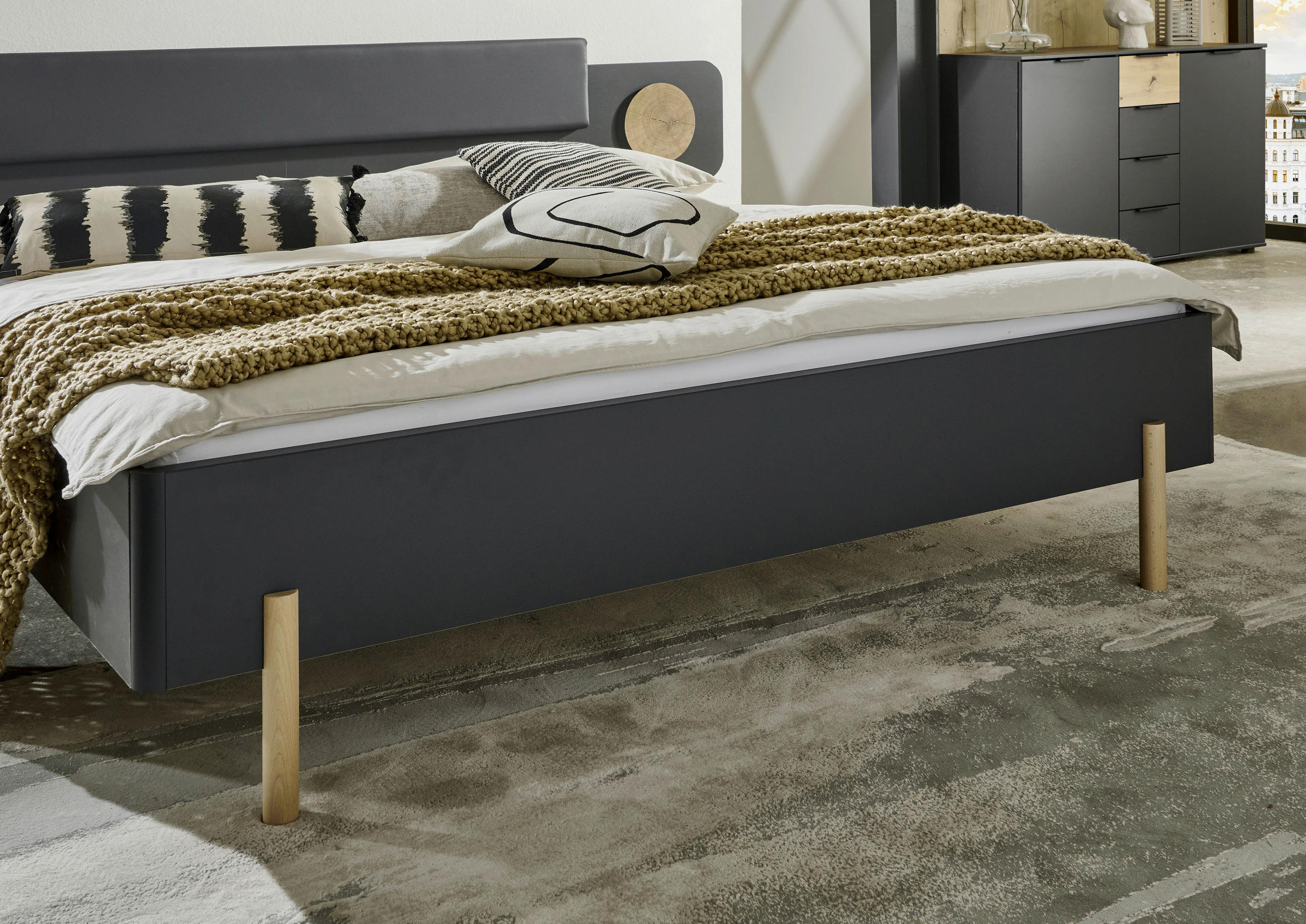 BETTANLAGE - Eichefarben/Graphitfarben, Design, Textil (180/200cm) - Ti'me
