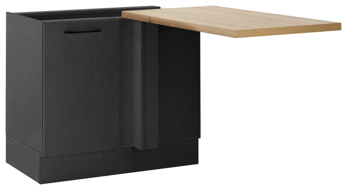 ECKUNTERSCHRANK 110/90/60 cm  - Schwarz/Eiche Artisan, Trend, Holzwerkstoff/Metall (110/90/60cm) - MID.YOU