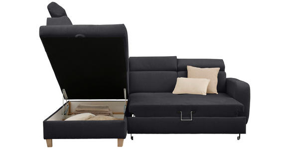 ECKSOFA inkl. Funktionen Graphitfarben Samt - Graphitfarben, Natur, Holz/Textil (206/261cm) - Venda