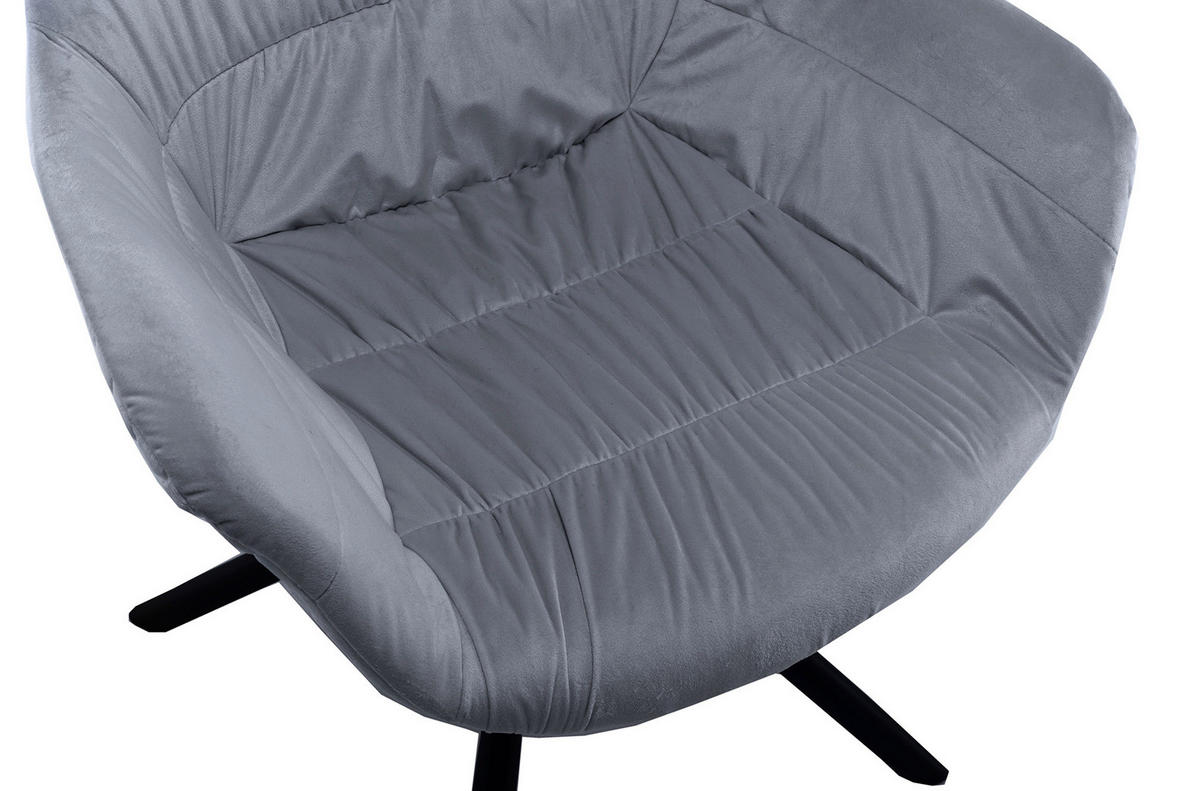 ARMLEHNSTUHL  in Samt  - Schwarz/Grau, MODERN, Textil/Metall (64/82/63cm) - Livetastic