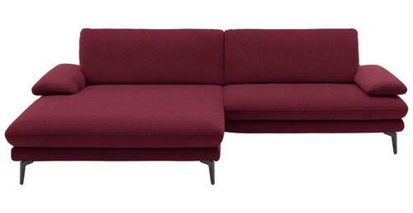 ECKSOFA in Webstoff Rot, Bordeaux  - Bordeaux/Rot, Design, Textil/Metall (184/284cm) - Dieter Knoll