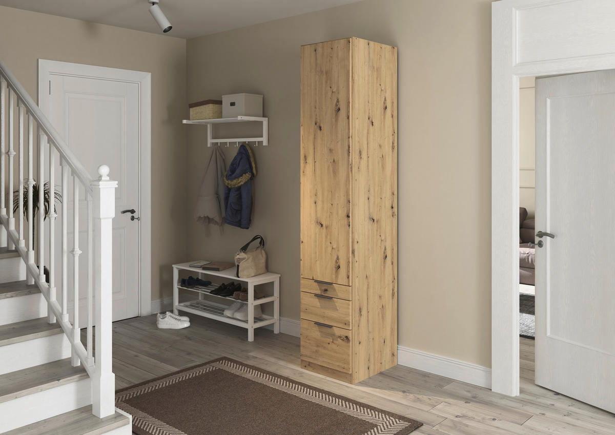 DREHTÜRENSCHRANK 47/229/54 cm 1-türig Eiche Artisan  - Eiche Artisan/Grau, MODERN, Holzwerkstoff (47/229/54cm) - Rauch Möbel