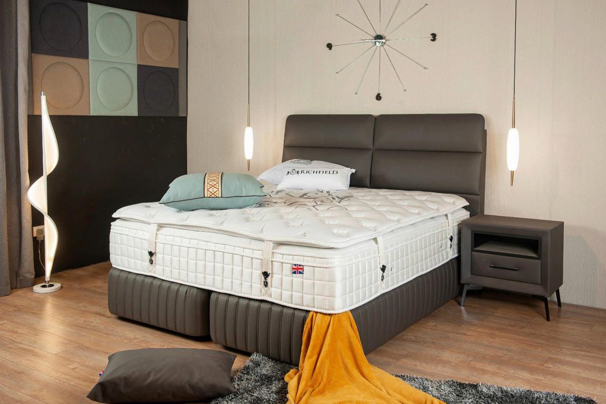 POSTELJA BOXSPRING 180 cm   x 200 cm  , tekstil, leseni material siva  - siva, Konvencionalno, kovina/tekstil (190/216cm) - Esposa