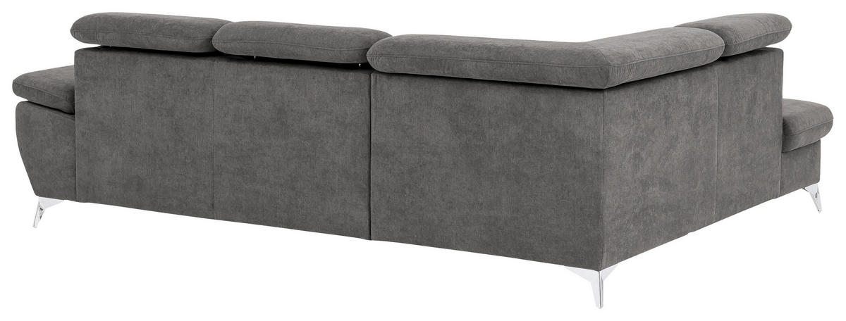 SEDEŽNA GARNITURA, šenilja siva  - barve kroma/siva, Konvencionalno, kovina/tekstil (209/83-99/256cm) - Welnova