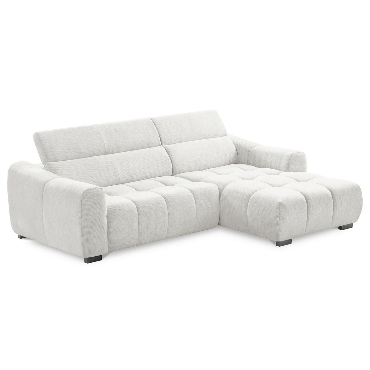 ECKSOFA AVEIRO Silberfarben Webstoff Bettkasten, Kopfteilverstellung, Sitzvorzug  - Silberfarben/Schwarz, Design, Kunststoff/Textil (274/177cm) - Livetastic