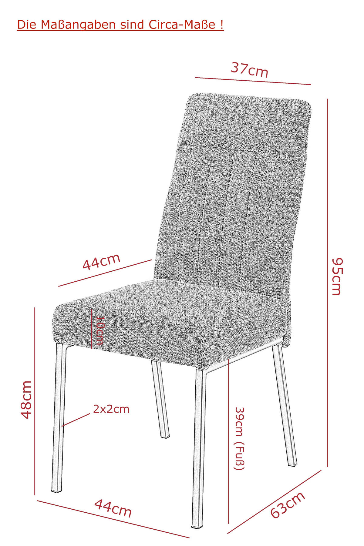 STUHL-SET 4 Stück  in Stahl Mikrofaser  - Anthrazit/Schwarz, MODERN, Textil/Metall (44/96/62cm) - MID.YOU