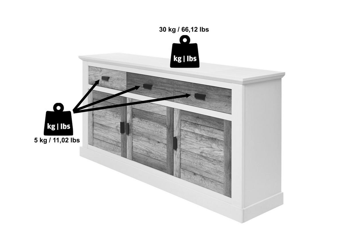 SIDEBOARD Hampton  in 158/81,3/40 cm  - Eichefarben/Schwarz, KONVENTIONELL, Holzwerkstoff/Metall (158/81,3/40cm)