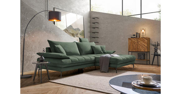 ECKSOFA in Webstoff Grün 292/176 cm - Schwarz/Grün, MODERN, Textil/Metall (292/176cm) - Carryhome