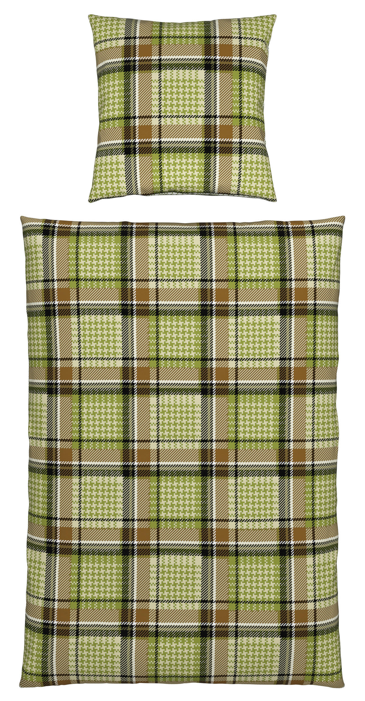 WENDEBETTWÄSCHE Tweet me dogtooth Renforcé 155/220 cm  - Grün, KONVENTIONELL, Textil (155/220cm) - Novel