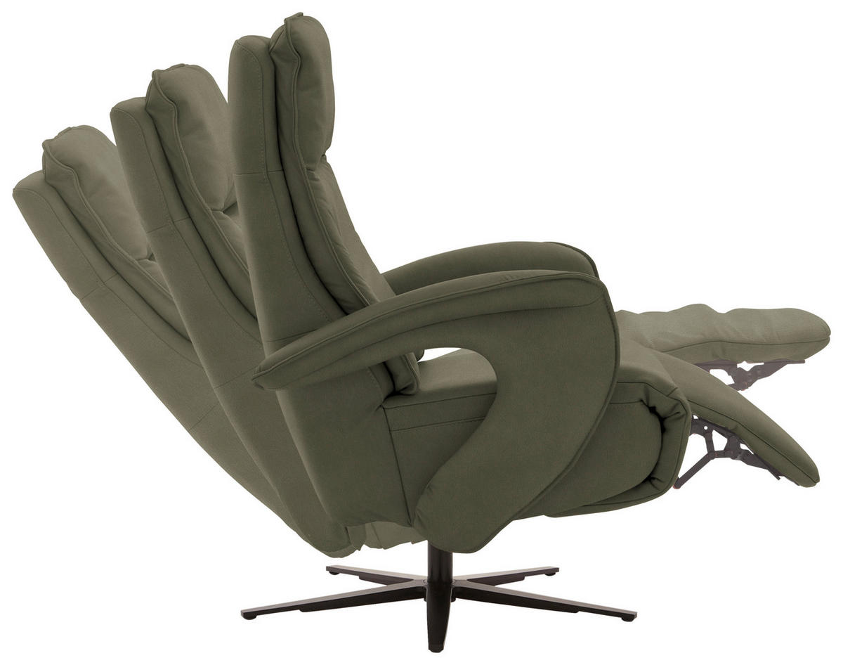 RELAXSESSEL in Leder Graugrün  - Schwarz/Graugrün, Design, Leder/Metall (77/110/87cm) - Valdera