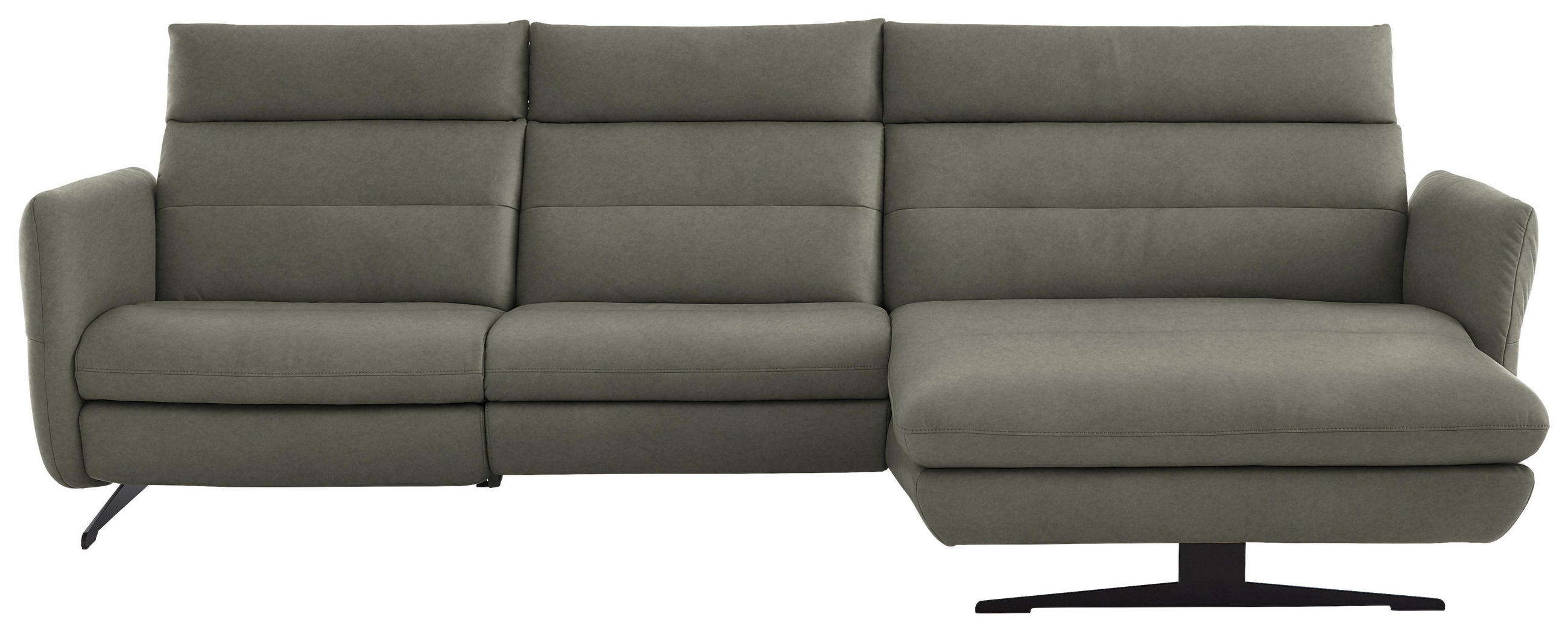 ECKSOFA in Echtleder Grau  - Schwarz/Grau, Design, Leder/Metall (300/157cm) - Dieter Knoll