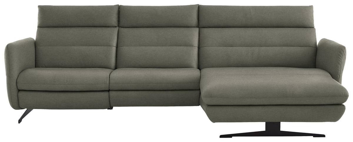 ECKSOFA in Echtleder Grau  - Schwarz/Grau, Design, Leder/Metall (300/157cm) - Dieter Knoll