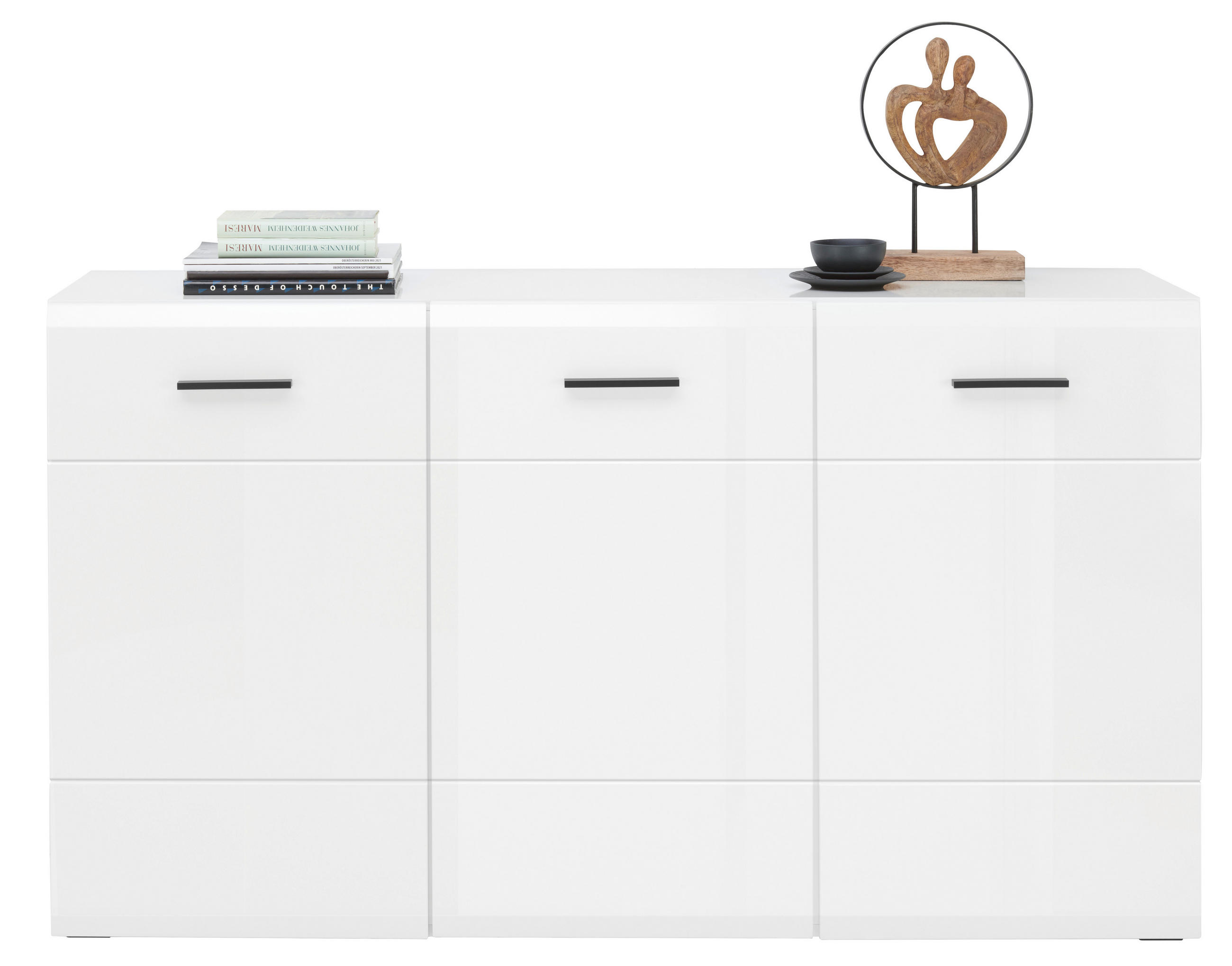 ŠIROKÁ KOMODA, antracitová, biela, 150/87/42 cm - biela/antracitová, Modern, kompozitné drevo/plast (150/87/42cm) - Hom`in