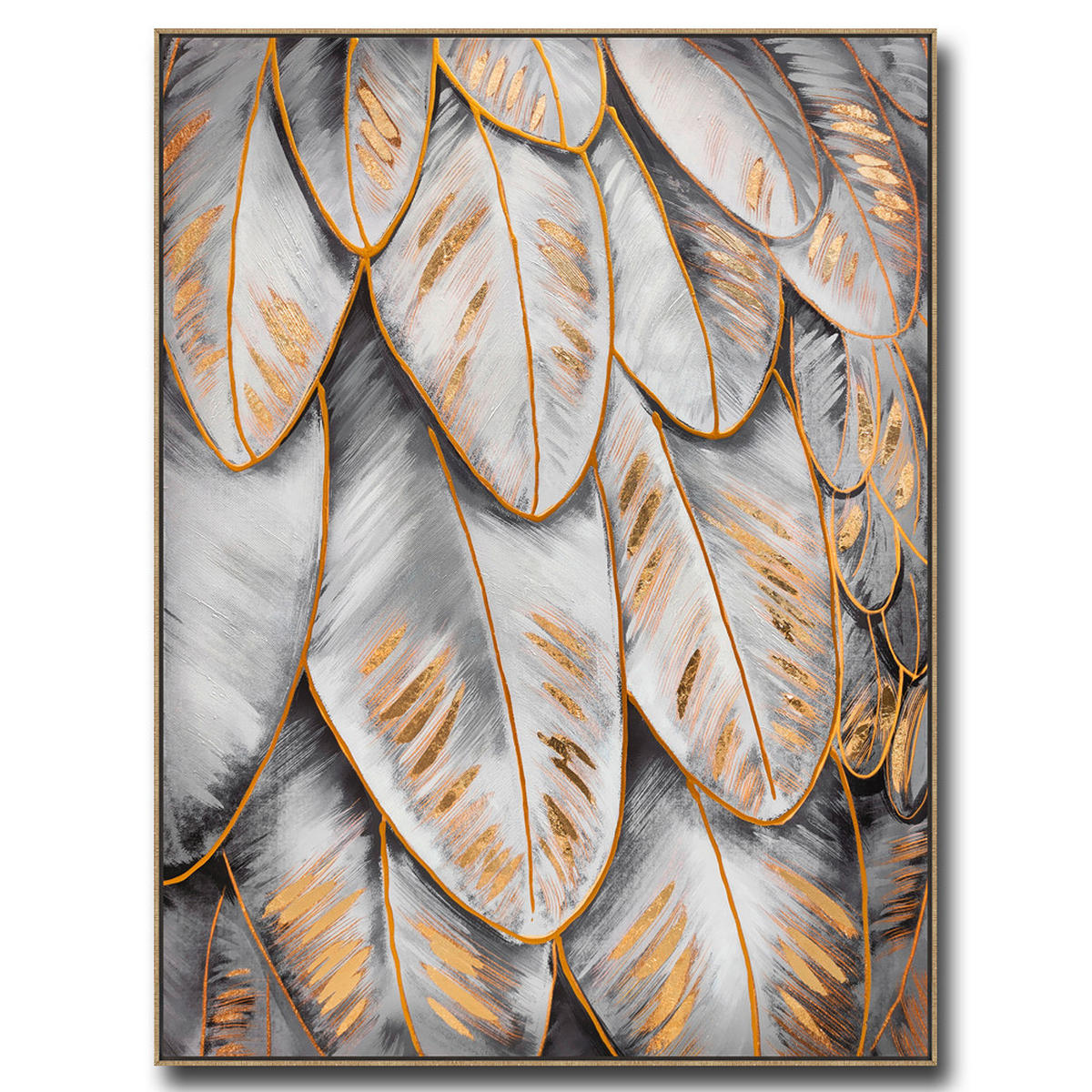 OLEJOMALBA, 90/120 cm - šedá/barvy zlata, Design, dřevo (90/120cm)
