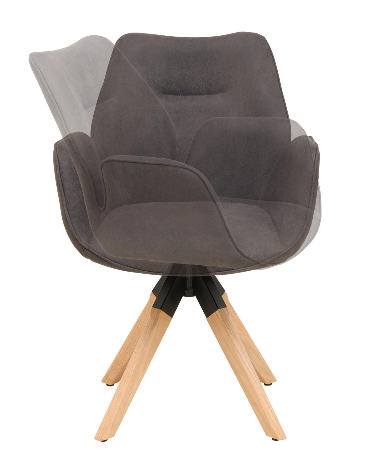 ARMLEHNSTUHL in Holz, Textil Anthrazit, Naturfarben  - Anthrazit/Naturfarben, MODERN, Holz/Textil (61/86/62cm) - Livetastic