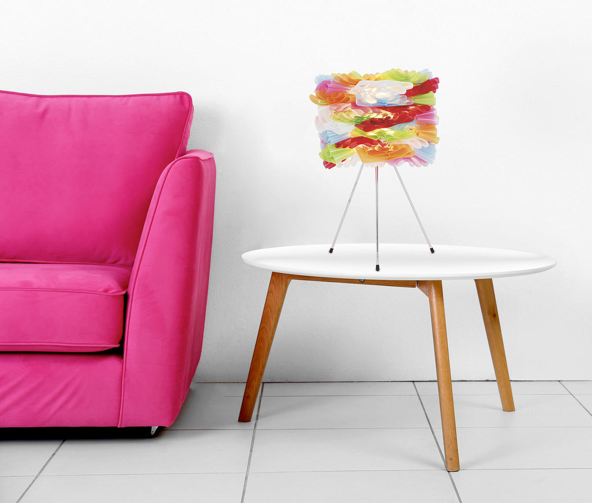 TISCHLEUCHTE VOLANT 28/43 cm   - Chromfarben/Multicolor, Trend, Kunststoff/Metall (28/43cm) - Näve