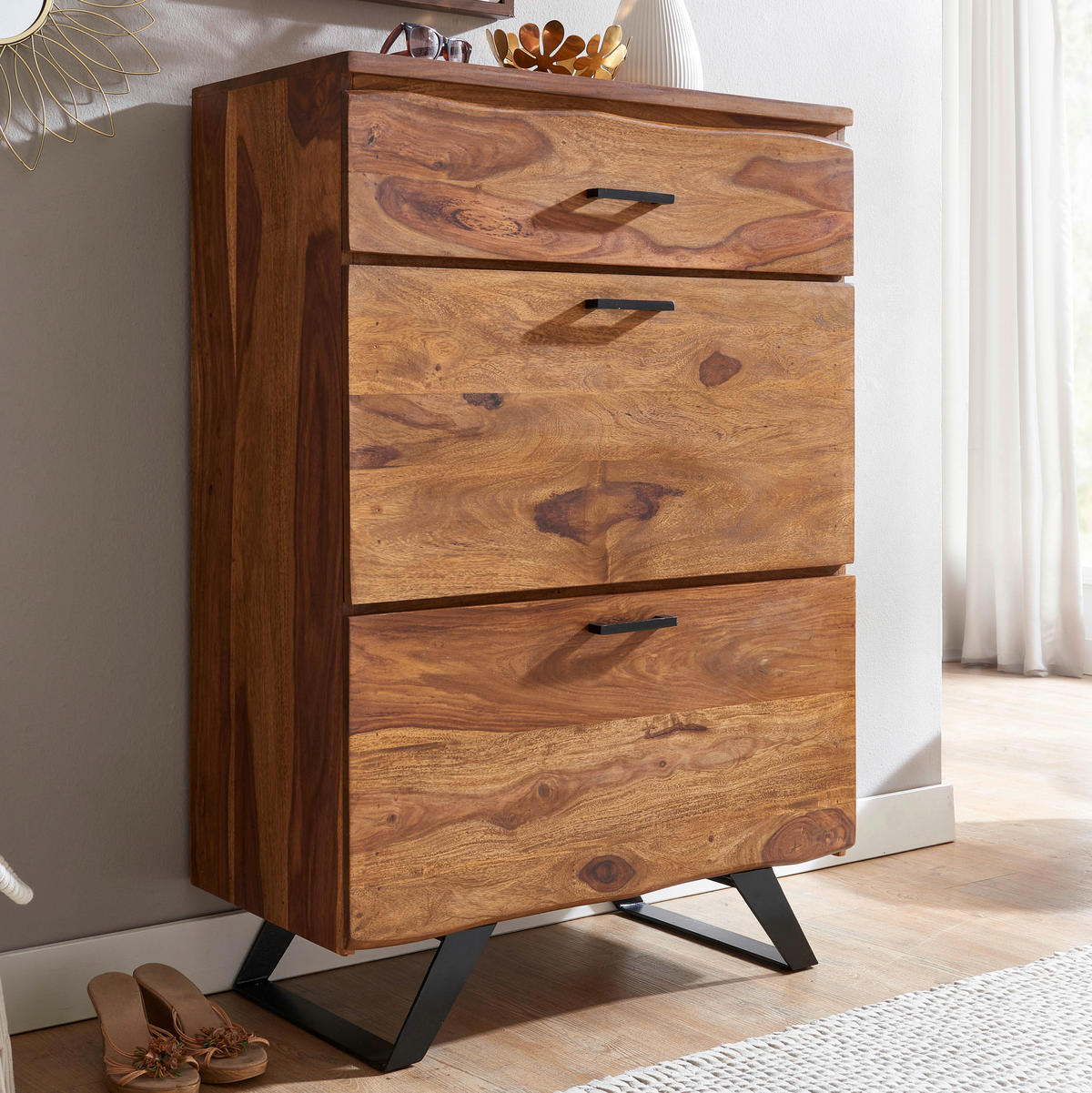 SIDEBOARD  in 80/120/41,5 cm  - Sheeshamfarben/Schwarz, Design, Holz/Metall (80/120/41,5cm) - MID.YOU