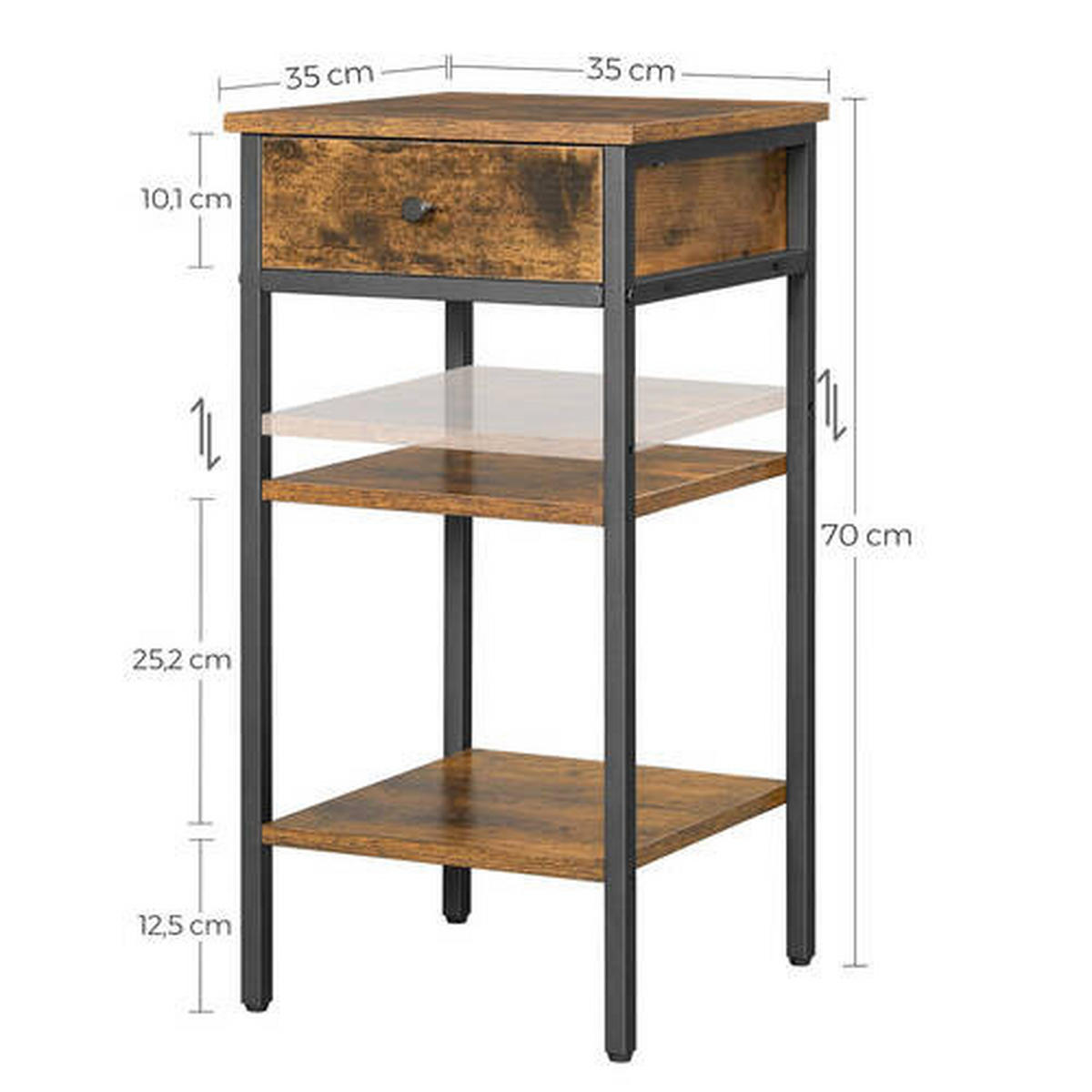 BEISTELLTISCH in Metall, Holzwerkstoff  - Schwarz/Braun, Trend, Holzwerkstoff/Metall (35/75/35cm) - Boxxx