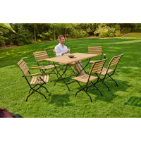 GARTENKLAPPSTUHL Teakholz Stahl Schwarz, Teakfarben  - Schwarz/Teakfarben, ROMANTIK / LANDHAUS, Holz/Metall (46/59/86,5cm) - Ambia Garden