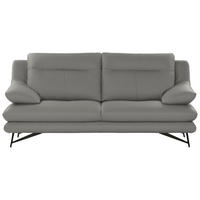 3-SITZER-SOFA in Leder Hellgrau  - Hellgrau, Design, Leder/Metall (215/90/109cm)