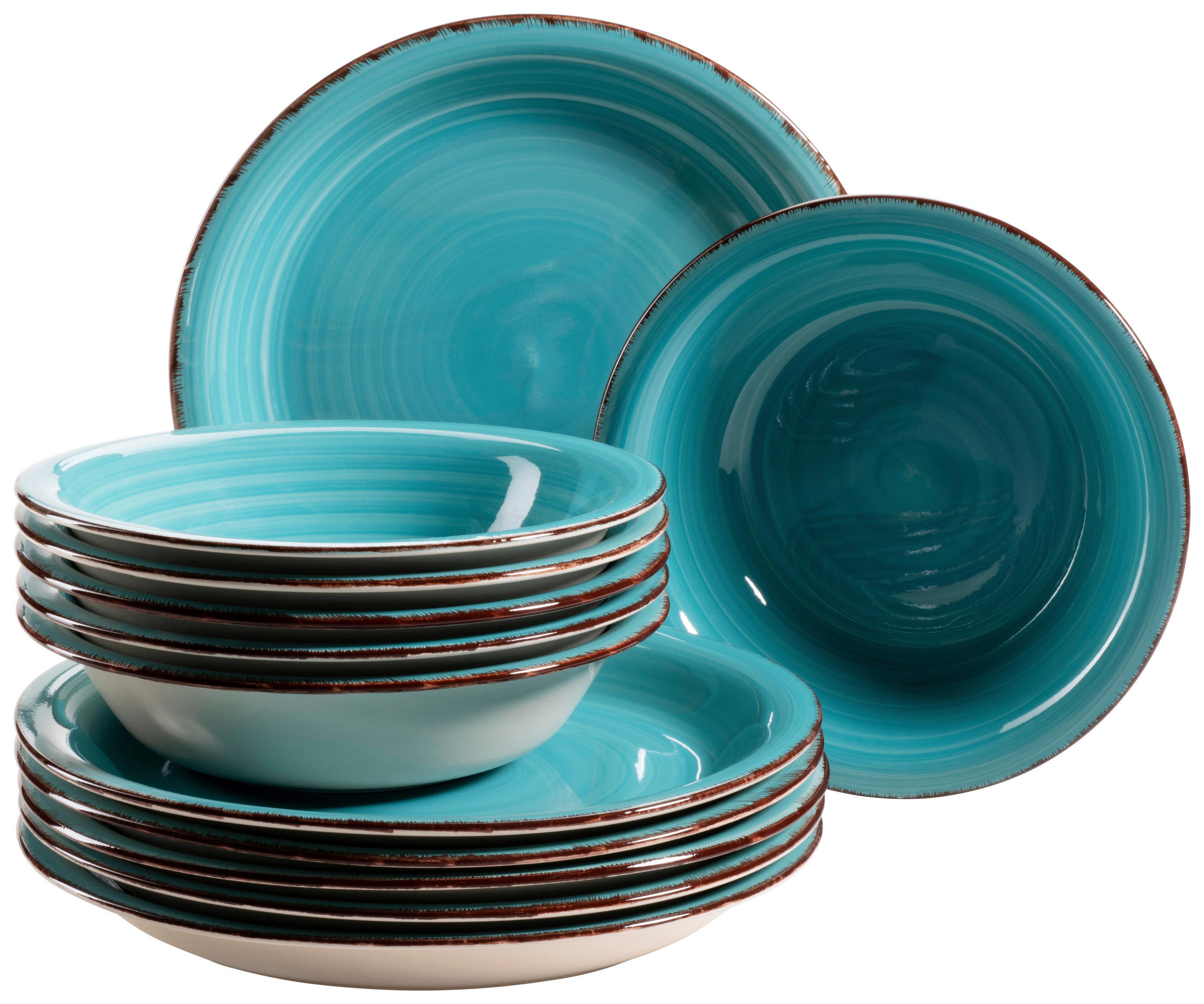 Tafelservice Lumaca Keramik 6 Personen Geschirr Set Türkis