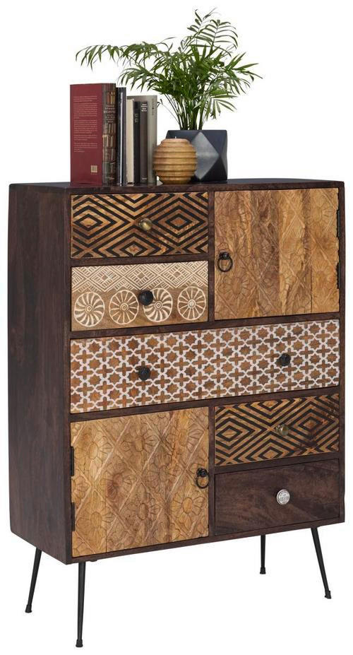 KOMMODE  in 80/108/35 cm  - Dunkelbraun/Messingfarben, LIFESTYLE, Holz/Metall (80/108/35cm) - Landscape