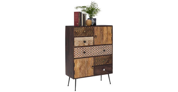 KOMMODE in 80/108/35 cm - Dunkelbraun/Messingfarben, LIFESTYLE, Holz/Metall (80/108/35cm) - Landscape