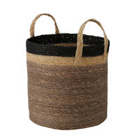 DEKORAČNÝ KÔŠ sivá, prírodná farba, čierna - čierna/sivá, Basics, prírodné materiály (29/35cm)