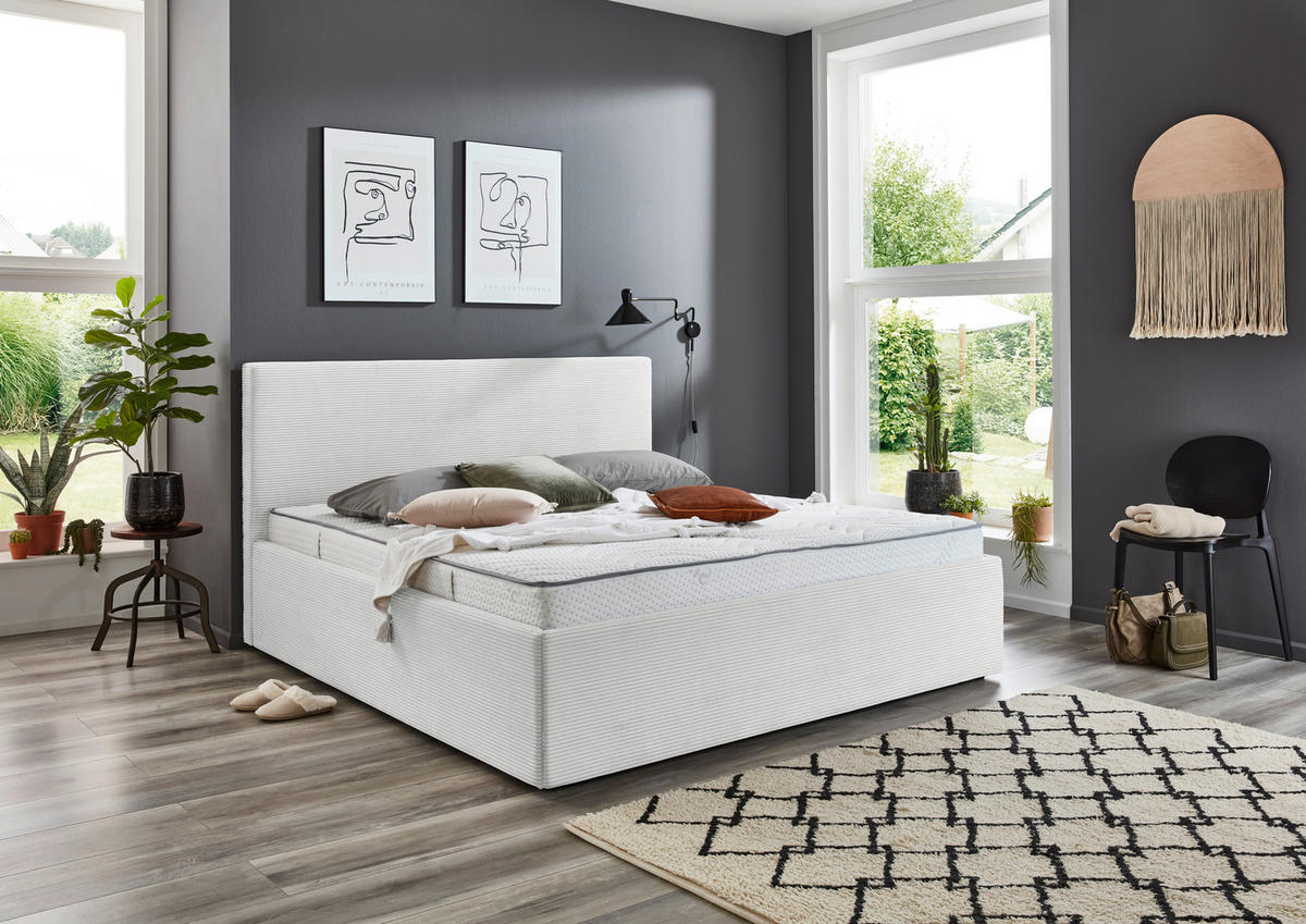 POLSTERBETT Bettkasten 140/200 cm  in Naturfarben  - Schwarz/Naturfarben, Trend, Kunststoff/Textil (140/200cm) - Boxxx