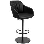 BARHOCKER in Metall, Leder Schwarz  - Schwarz, Design, Leder/Metall (59/109,5-120/61cm) - Johann Jakob