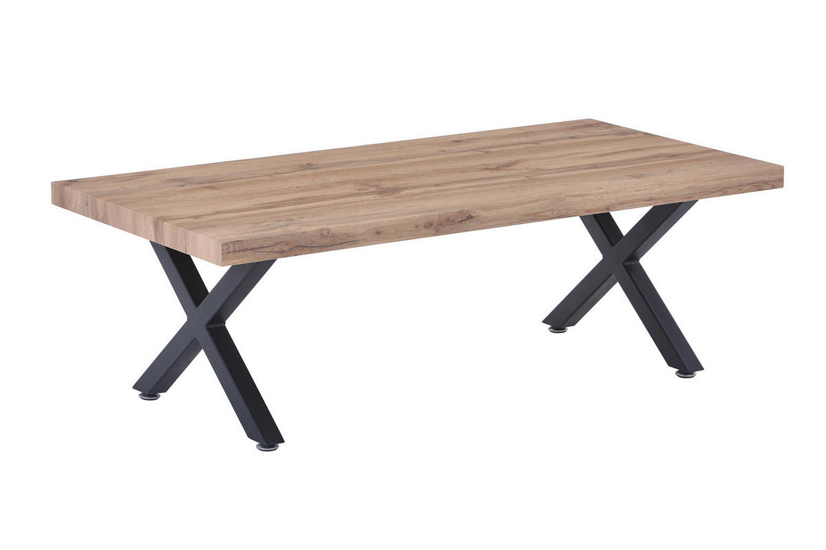 COUCHTISCH 120/60/40 cm rechteckig Naturfarben, Schwarz  - Schwarz/Naturfarben, Design, Holzwerkstoff/Metall (120/60/40cm) - Livetastic
