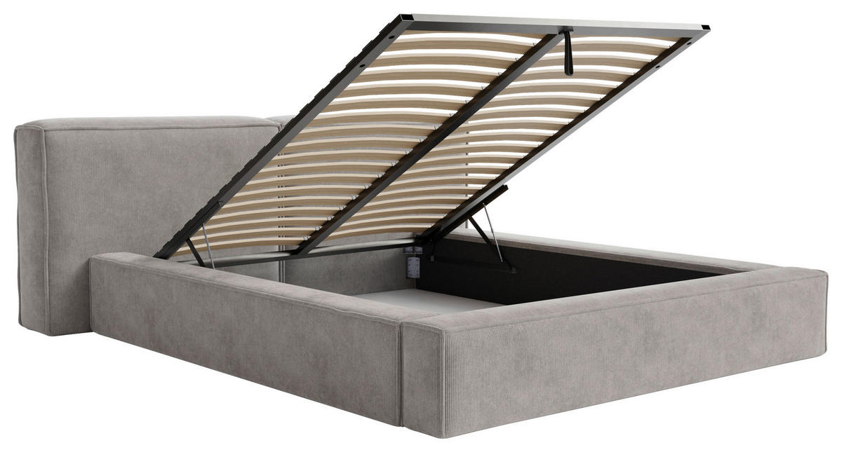 POLSTERBETT Lattenrost, Bettkasten 180/200 cm  in Hellgrau  - Hellgrau/Schwarz, Design, Holz/Textil (180/200cm) - Boxxx