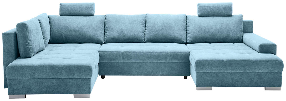 WOHNLANDSCHAFT in Velours Petrol  - Chromfarben/Petrol, Konventionell, Kunststoff/Textil (198/363/170cm) - Hom`in