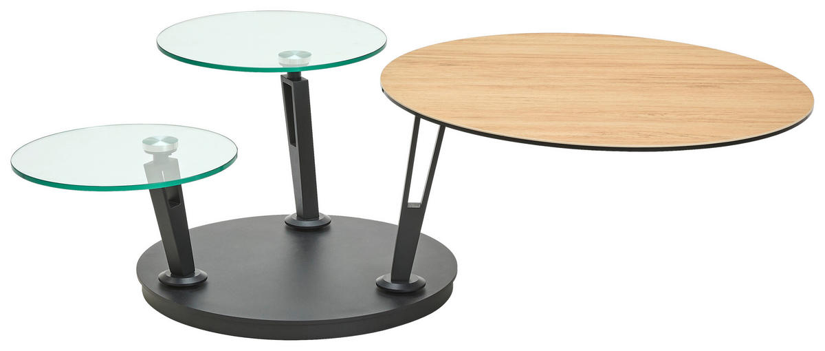COUCHTISCH in Metall, Glas, Keramik 77/77/43 cm  - Eichefarben/Transparent, Design, Glas/Keramik (77/77/43cm) - Dieter Knoll