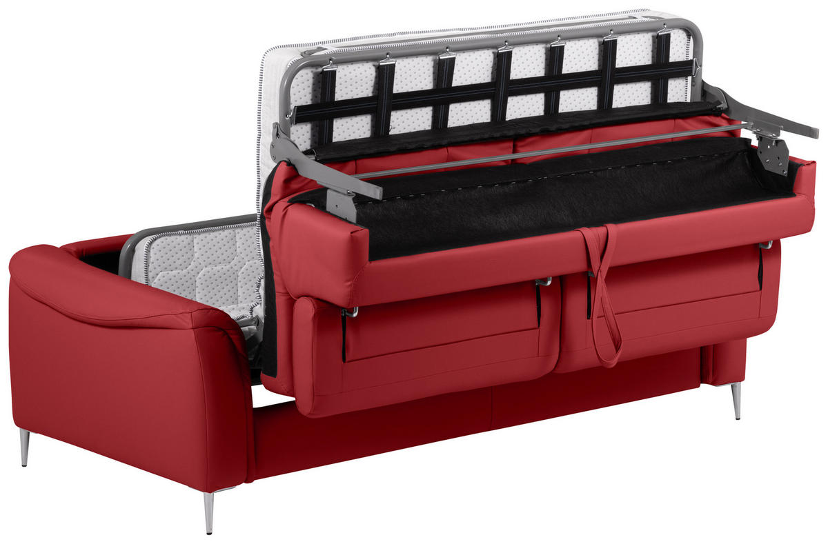 SCHLAFSOFA in Textil, Leder Rot  - Rot, Design, Leder/Textil (203/77-98/103cm) - MID.YOU