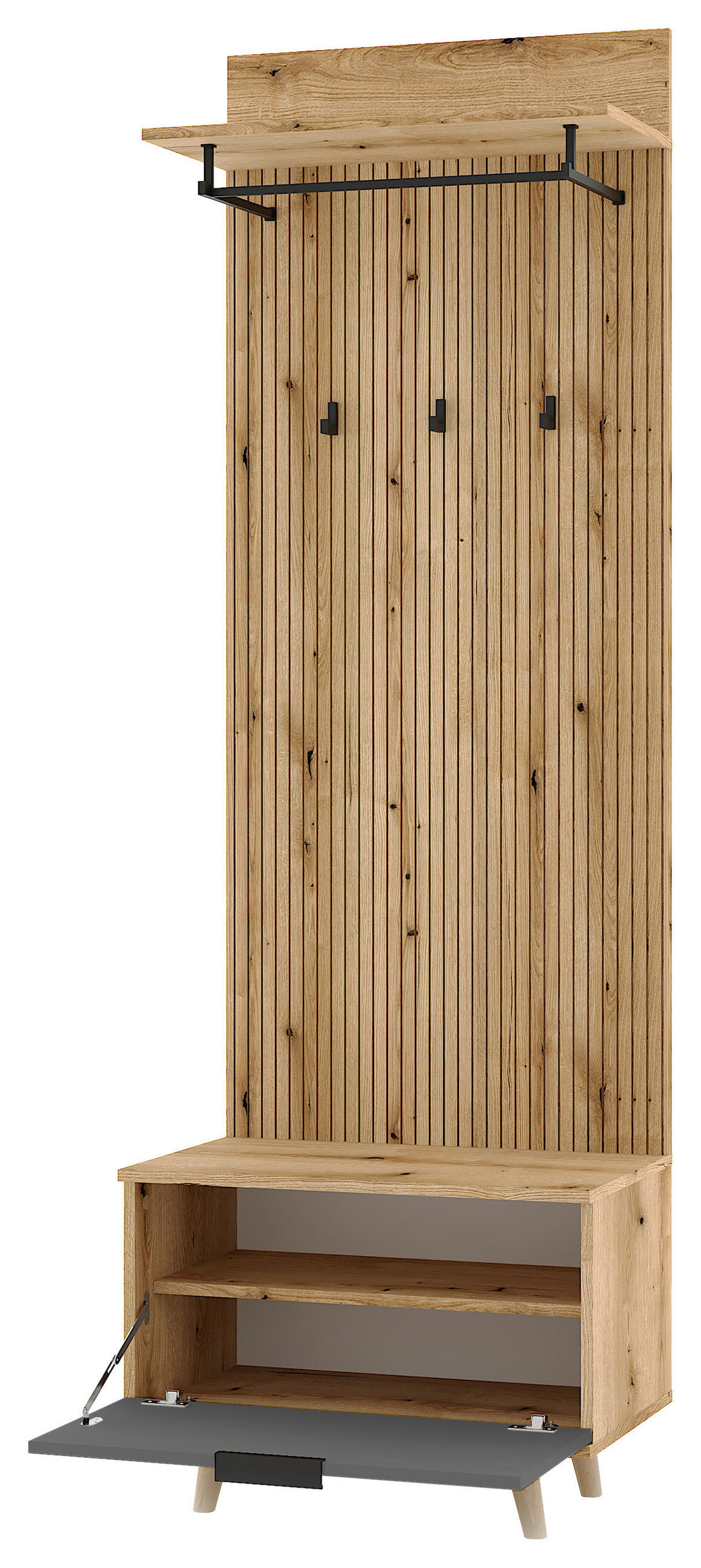 GARDEROBE  in 65/204/40 cm  - Eichefarben/Graphitfarben, Design, Holzwerkstoff (65/204/40cm) - Boxxx