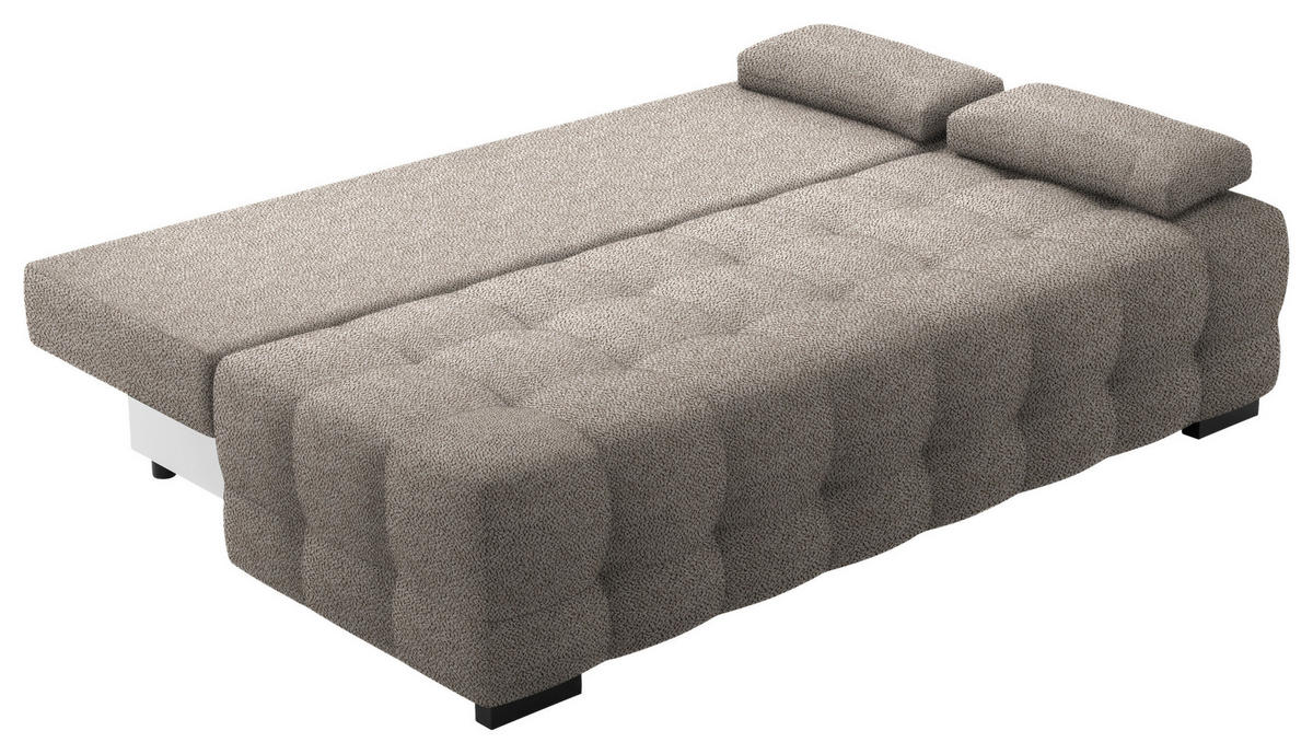 SCHLAFSOFA in Chenille, Plüsch Graubraun  - Graubraun/Schwarz, KONVENTIONELL, Kunststoff/Textil (209/96/100cm) - Stylife