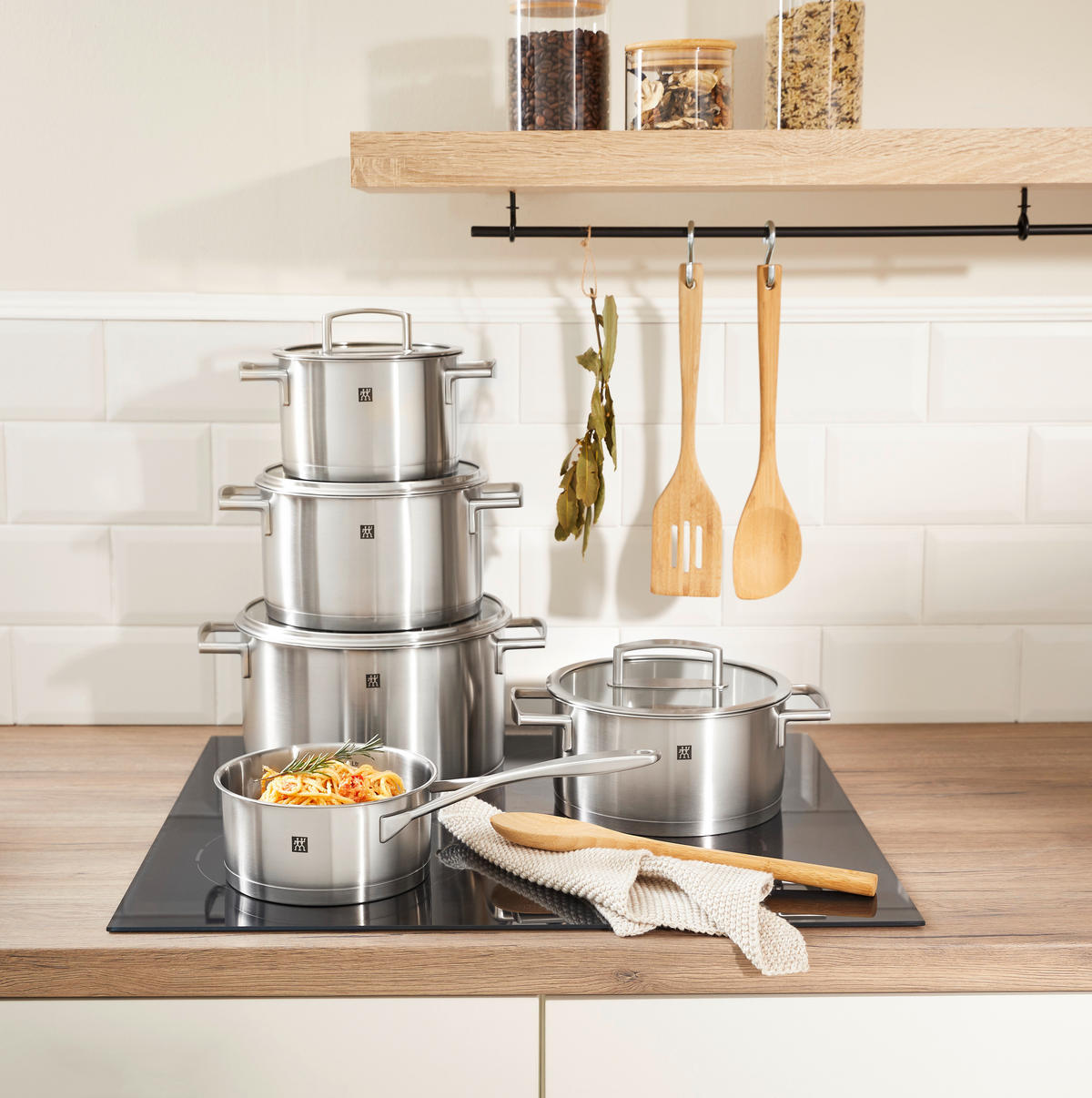 KOCHTOPFSET Vitality 5-teilig  - Edelstahlfarben, Design, Glas/Metall - Zwilling