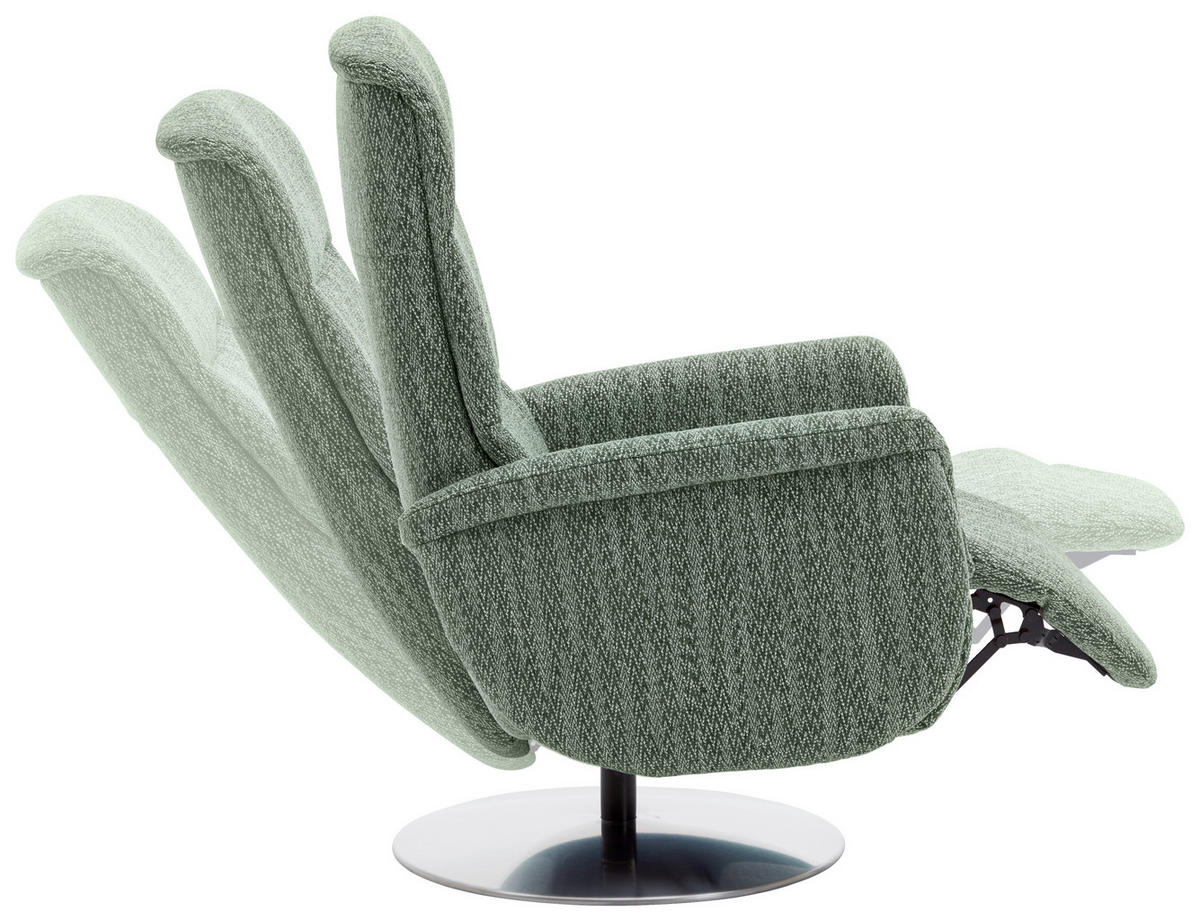 RELAXSESSEL Flachgewebe Relaxfunktion, Kopfteilverstellung, Fußteilverstellung, Rücken echt    - Edelstahlfarben/Grün, Design, Textil/Metall (71/112/83cm) - Dieter Knoll