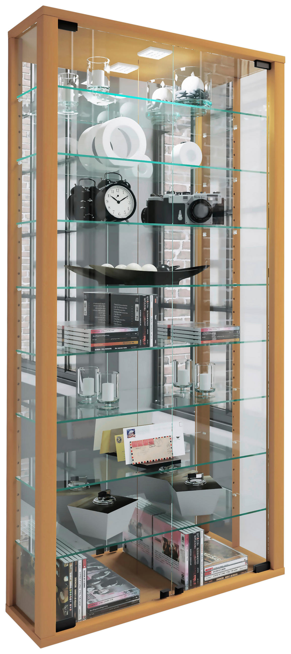 HÄNGEVITRINE in Buchefarben  - Buchefarben/Schwarz, Modern, Glas/Holzwerkstoff (59/114,3/18cm) - MID.YOU