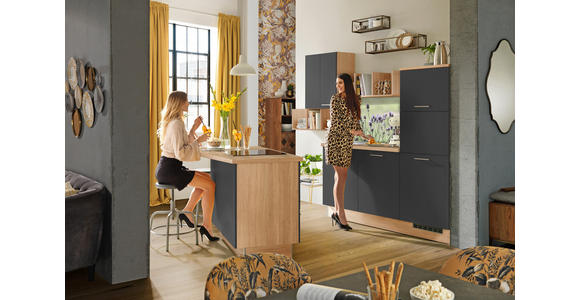 KÜCHENLEERBLOCK  150/270 cm  in Graphitfarben, Eichefarben  - Edelstahlfarben/Eichefarben, Design, Holzwerkstoff/Metall (150/270cm) - Xora