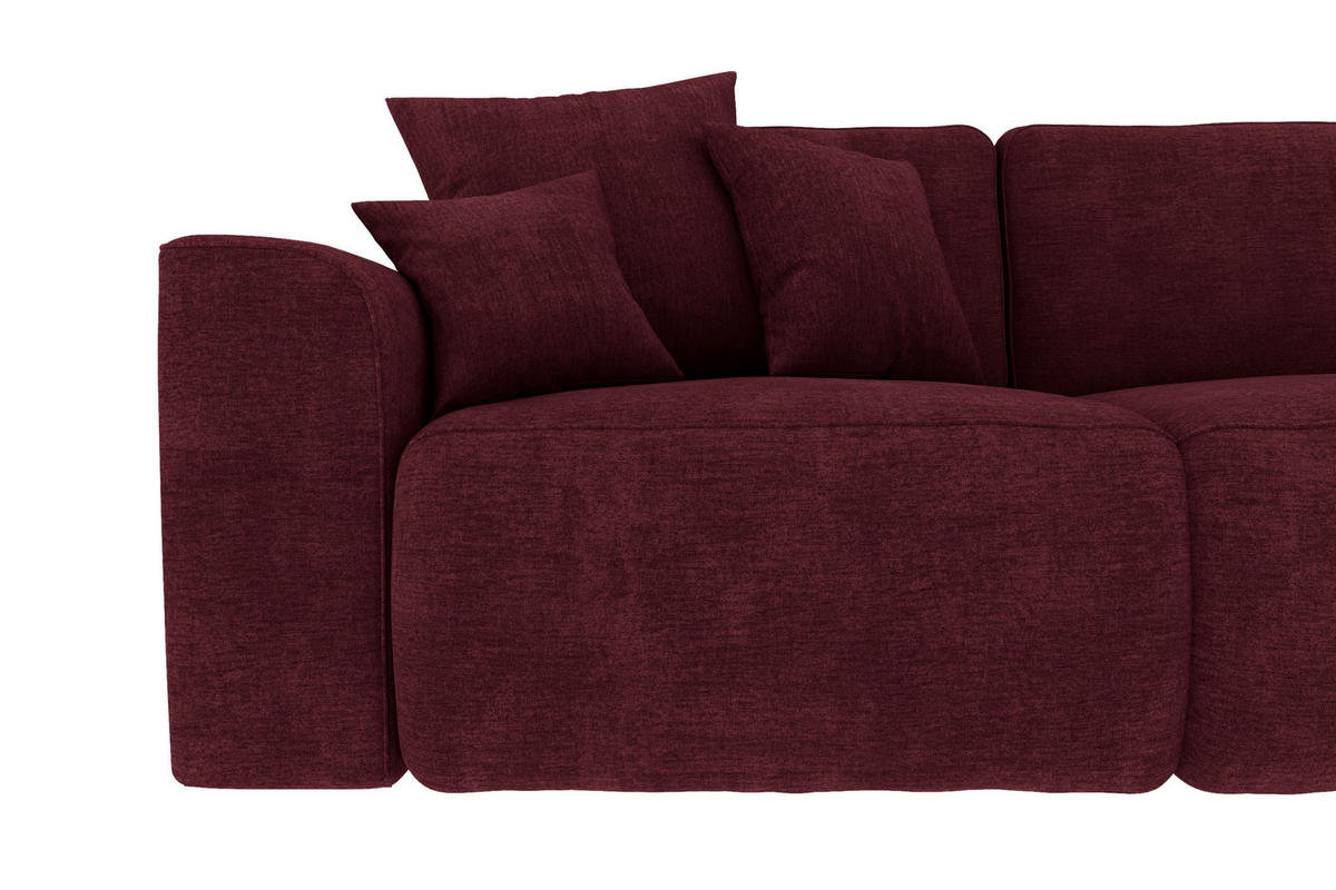 ECKSOFA in Samt Bordeaux  293/195 cm  - Chromfarben/Bordeaux, KONVENTIONELL, Kunststoff/Textil (293/195cm) - Carryhome