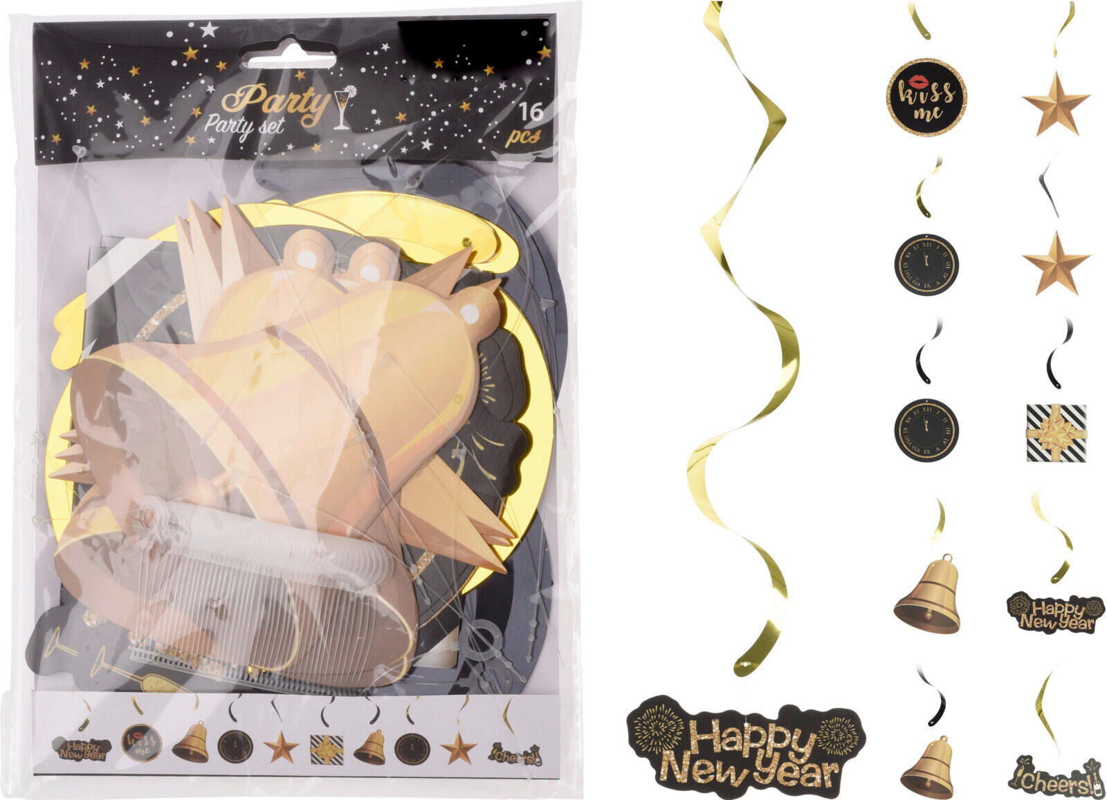 PARTYSET - Goldfarben/Schwarz, Basics, Kunststoff (20/2/26cm)