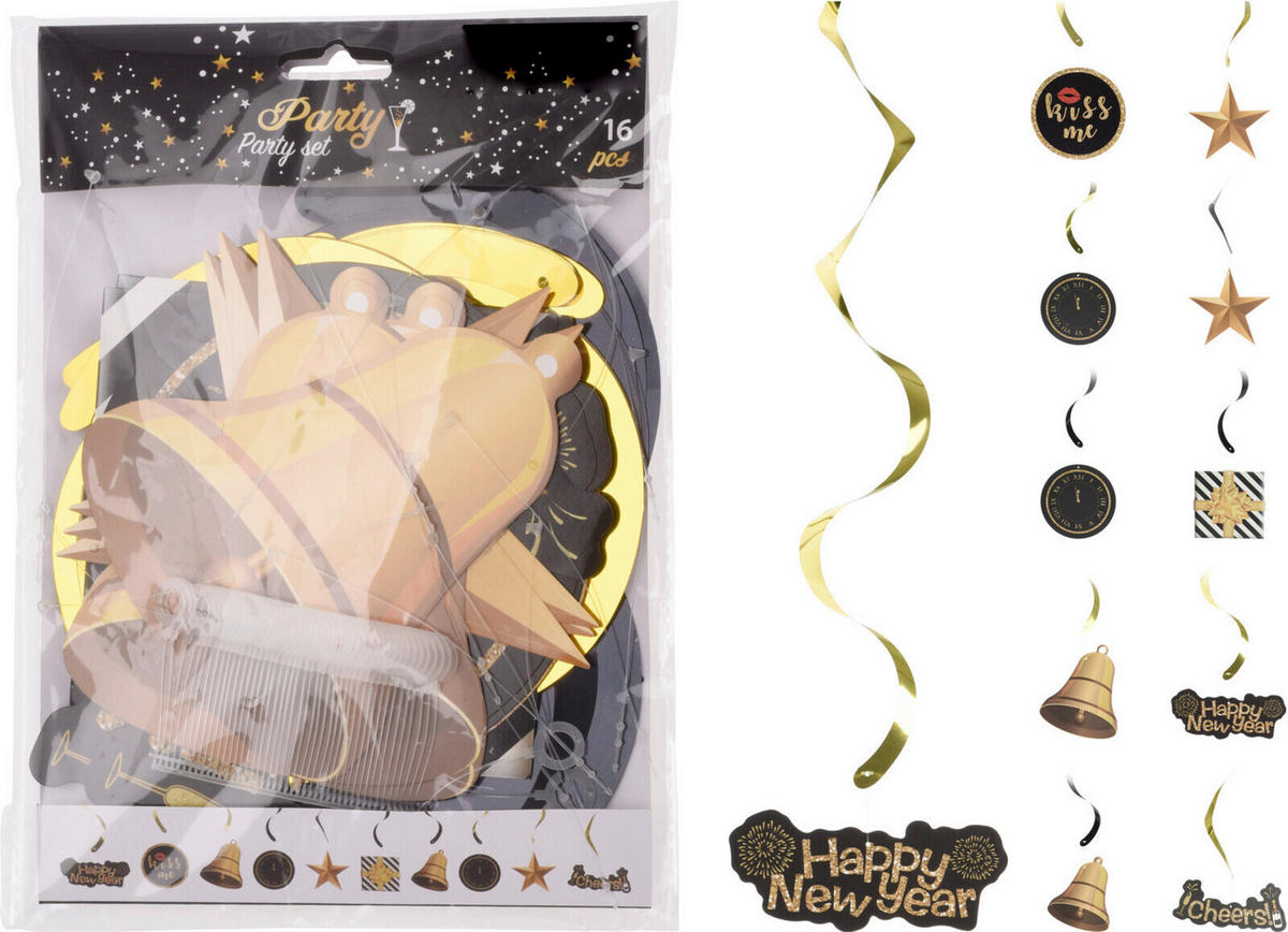 PARTYSET - Goldfarben/Schwarz, Basics, Kunststoff (20/2/26cm)