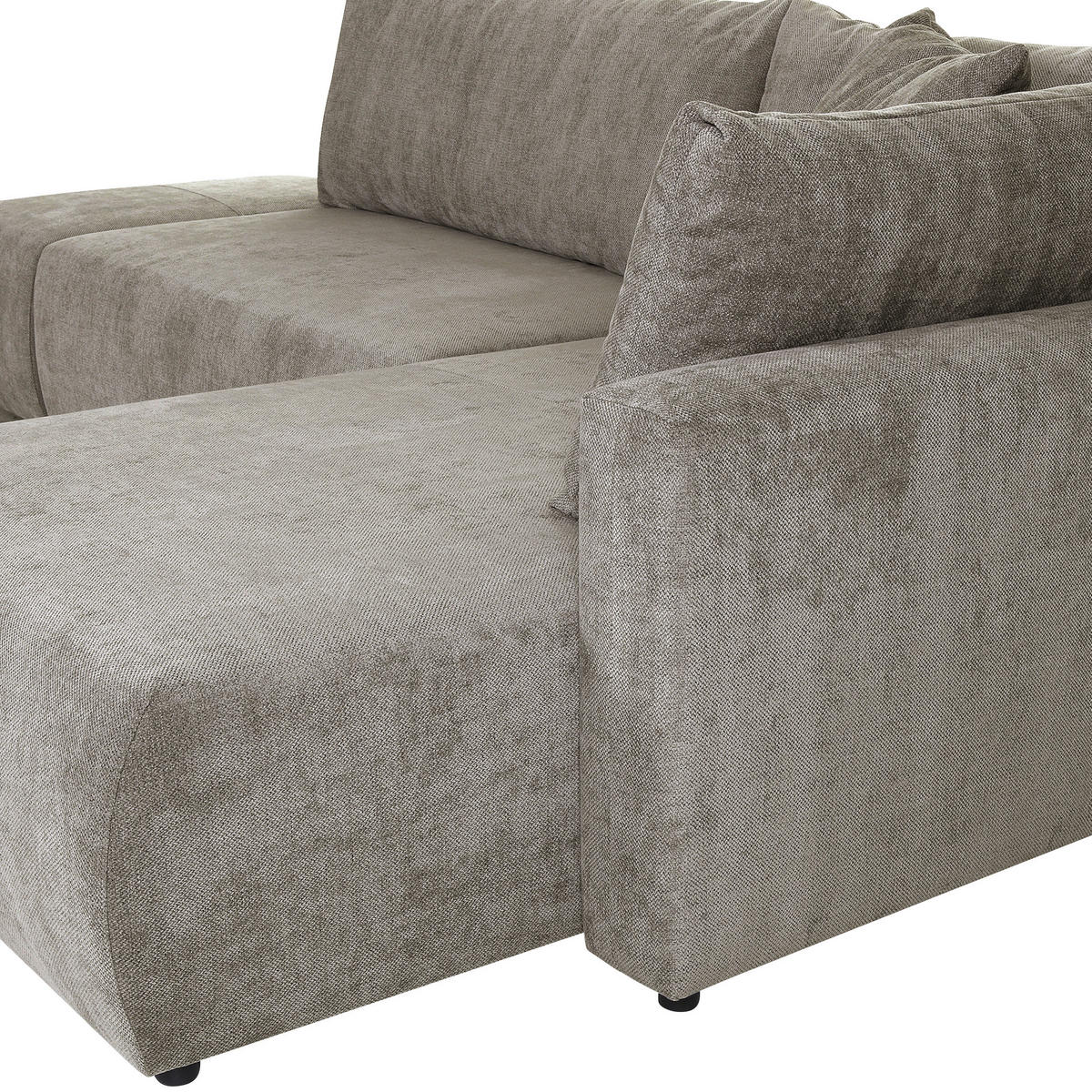 ECKSOFA in Flachgewebe Hellbraun  - Hellbraun/Schwarz, Konventionell, Kunststoff/Textil (295/200cm) - Carryhome