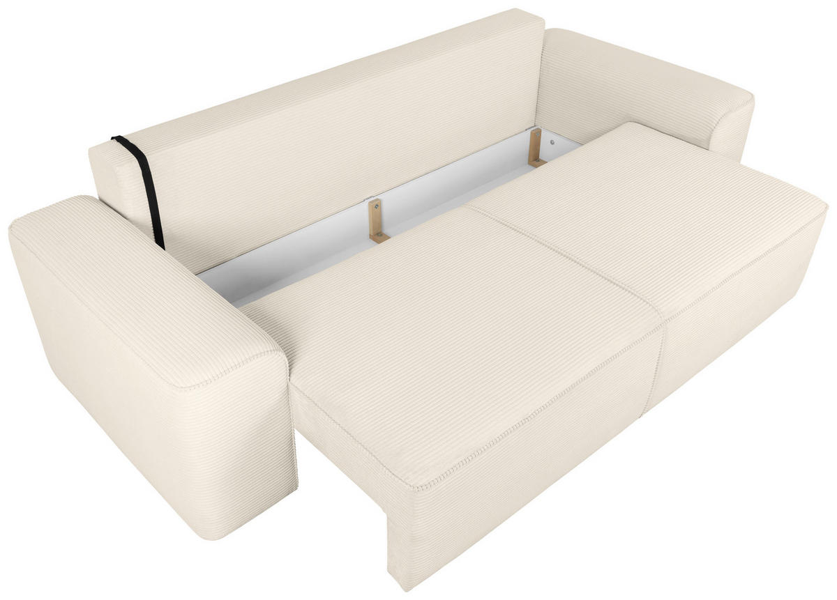 SCHLAFSOFA  mit Rücken echt, Armteil links, Armteil rechts Cord Creme  - Creme/Schwarz, Design, Kunststoff/Textil (261/95/108cm) - Xora