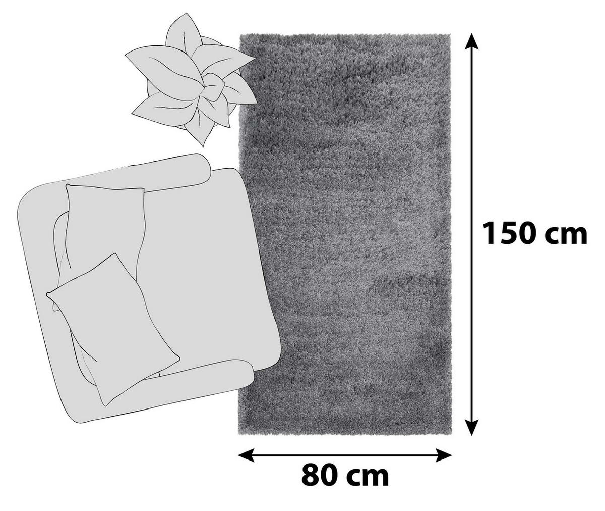 HOCHFLORTEPPICH 80/150 cm Fluffy 3500 Lightgrey Hellgrau  - Hellgrau, Basics, Textil (80/150cm)